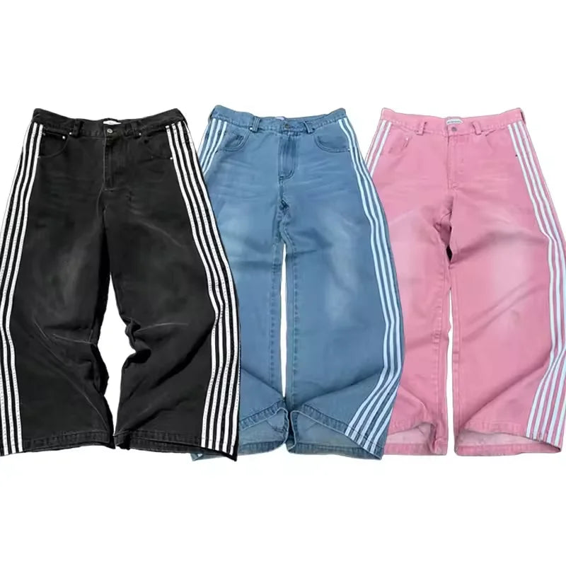 "striped" jeans