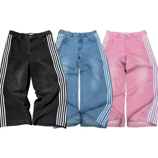 "striped" jeans
