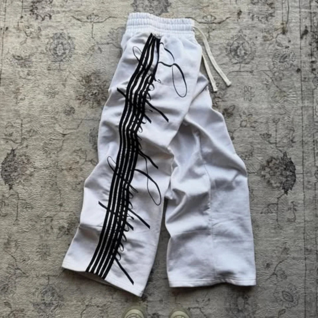 cursive striped sweats